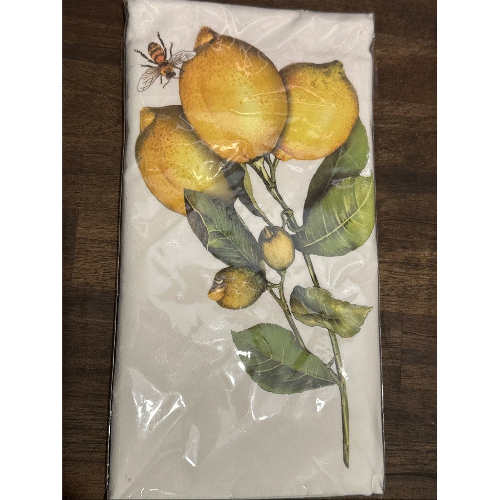 Mary Lake-Thompson Market Lemons Blossoms & Bees Flour Sack Kitchen Towel NWT